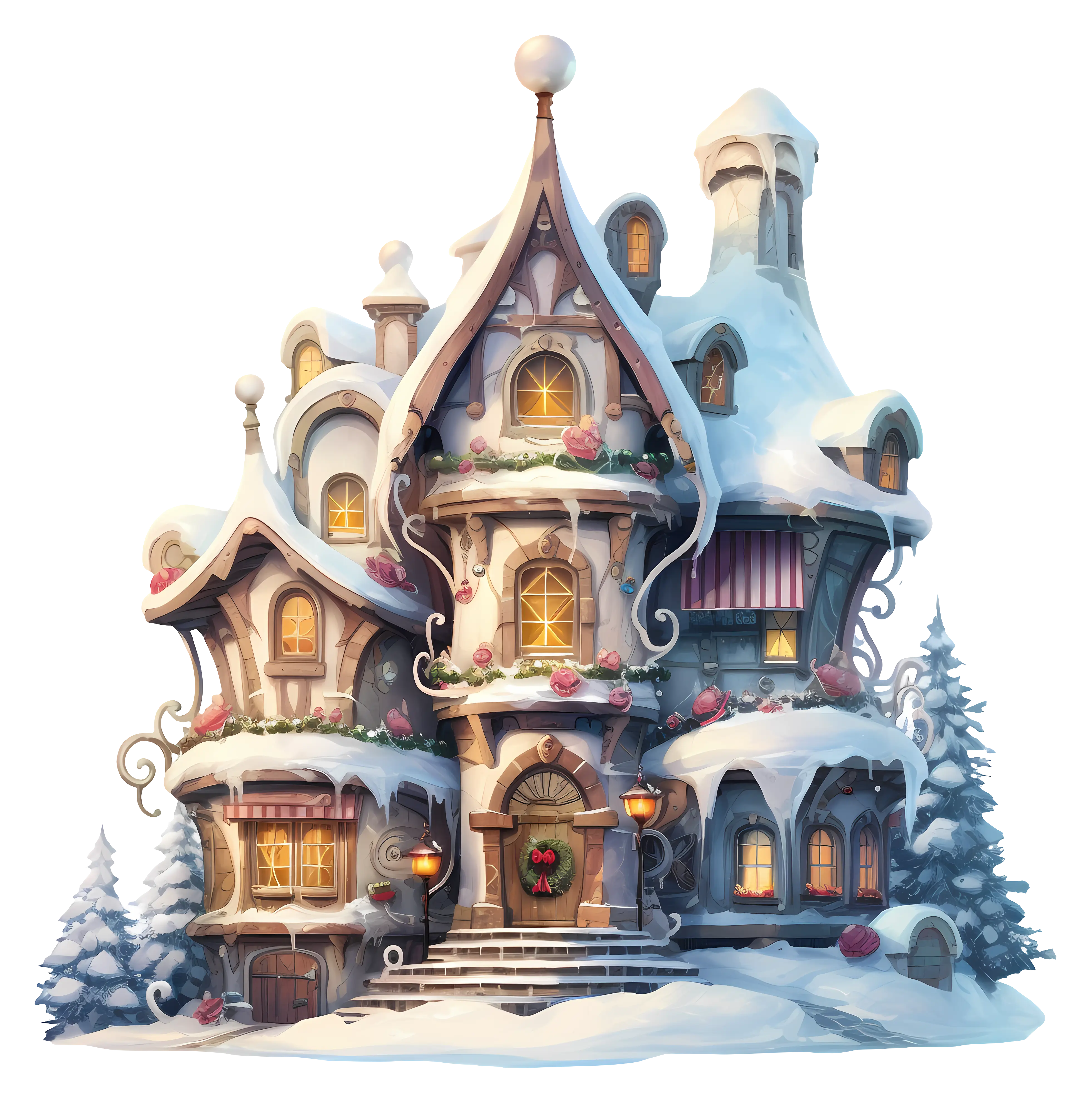 Snowy Fantasy House in Christmas Setting
