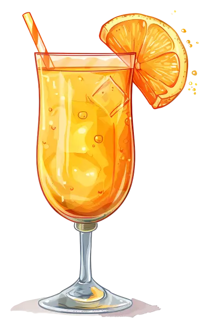 Orange Cocktail with Ice and Citrus Garnish