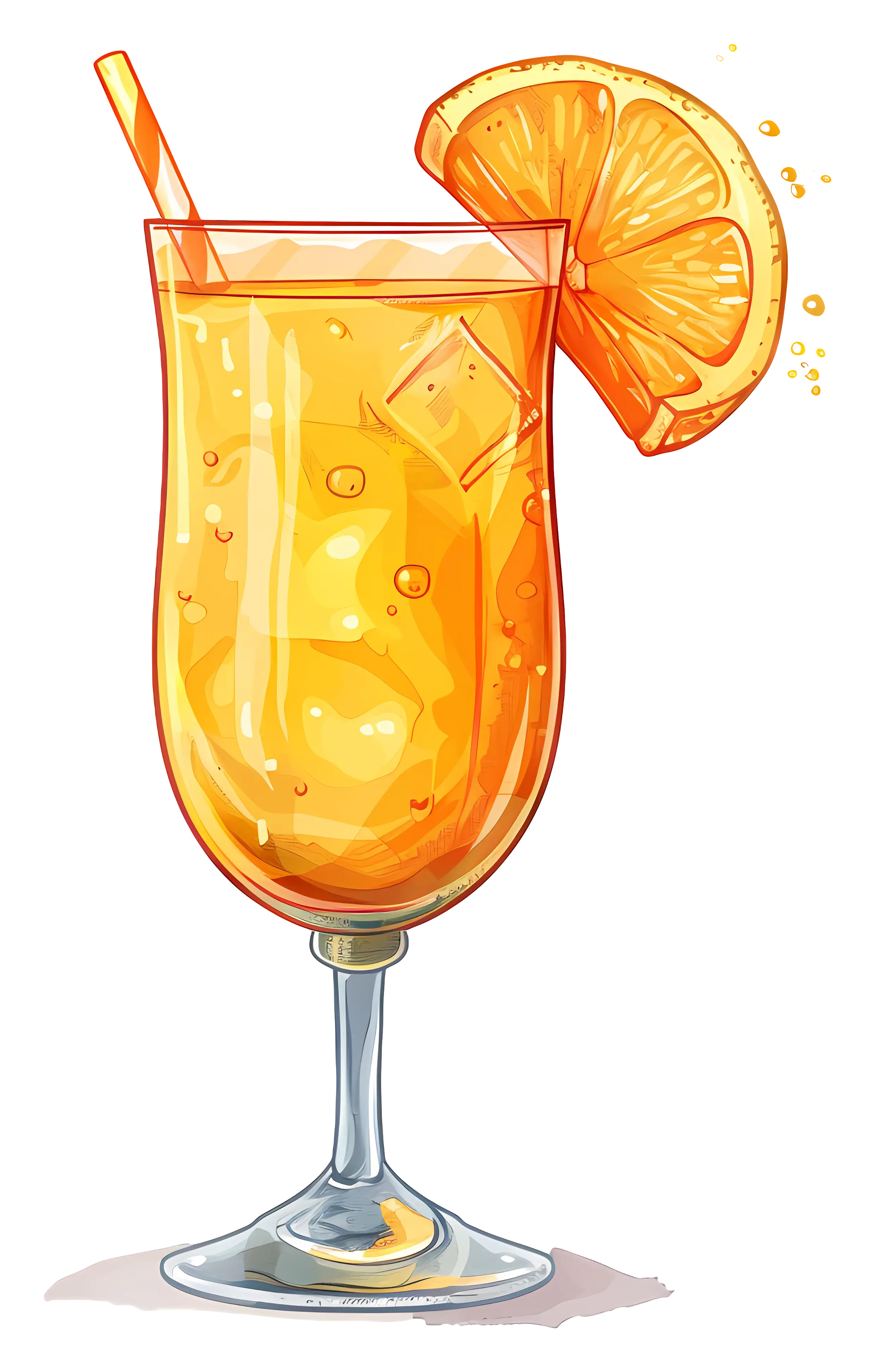 Orange Cocktail with Ice and Citrus Garnish