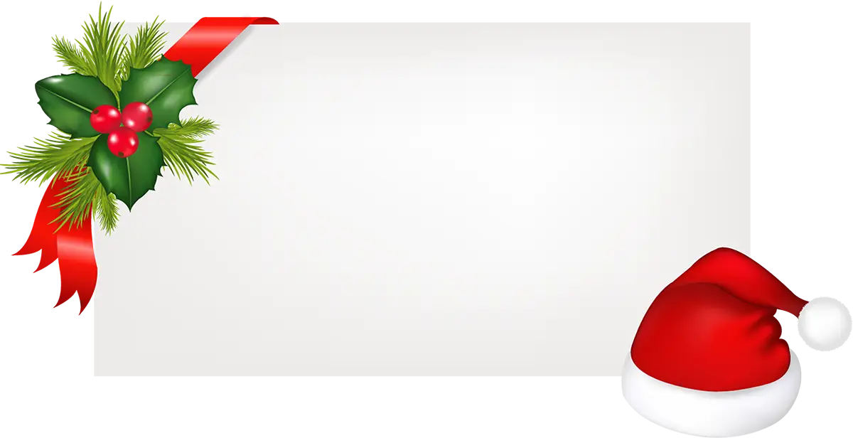 Christmas Card with Holly and Santa Hat
