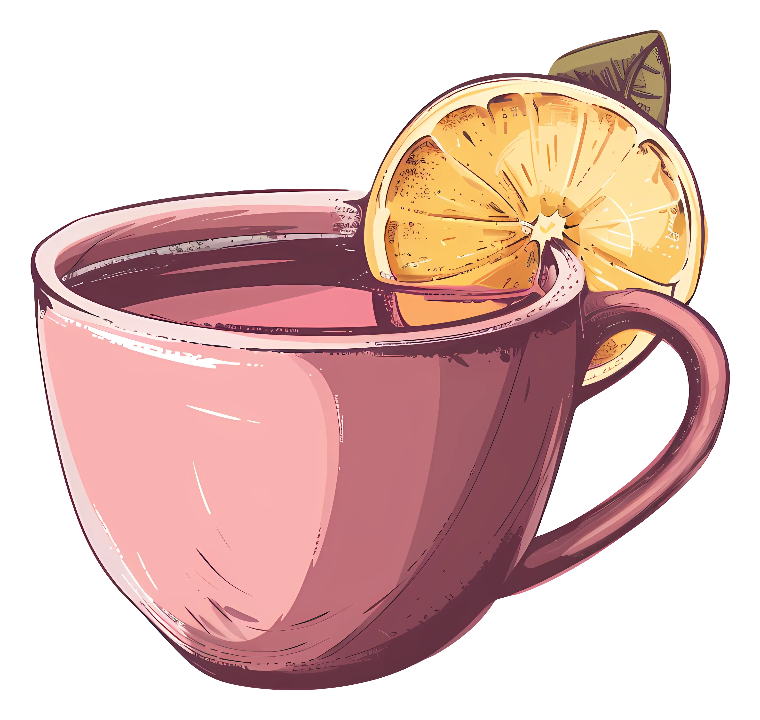 Pink Cup with Lemon Slice