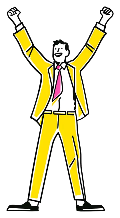 Yellow Suit Man Celebrating Success