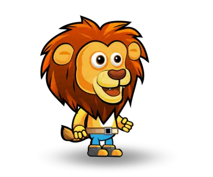 Cartoon Lion Character in Playful Style