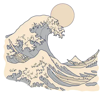 Japanese Wave-Inspired Traditional Artwork