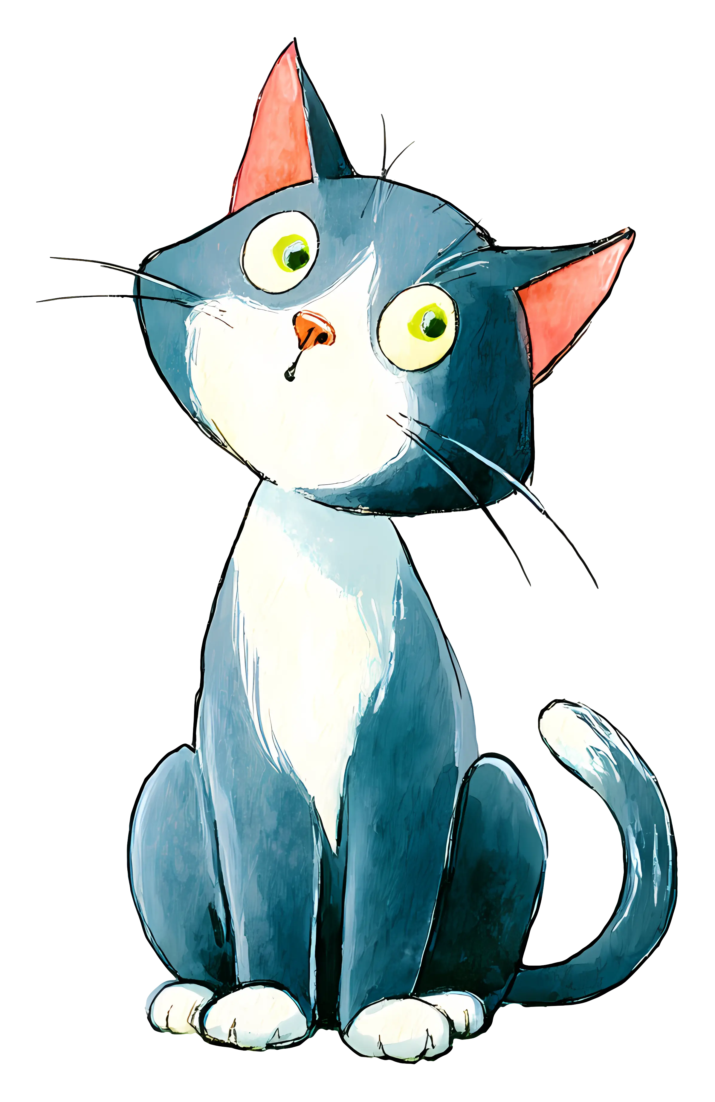 Cartoon Cat with Whiskers