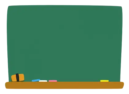 Green Chalkboard with Chalk and Eraser
