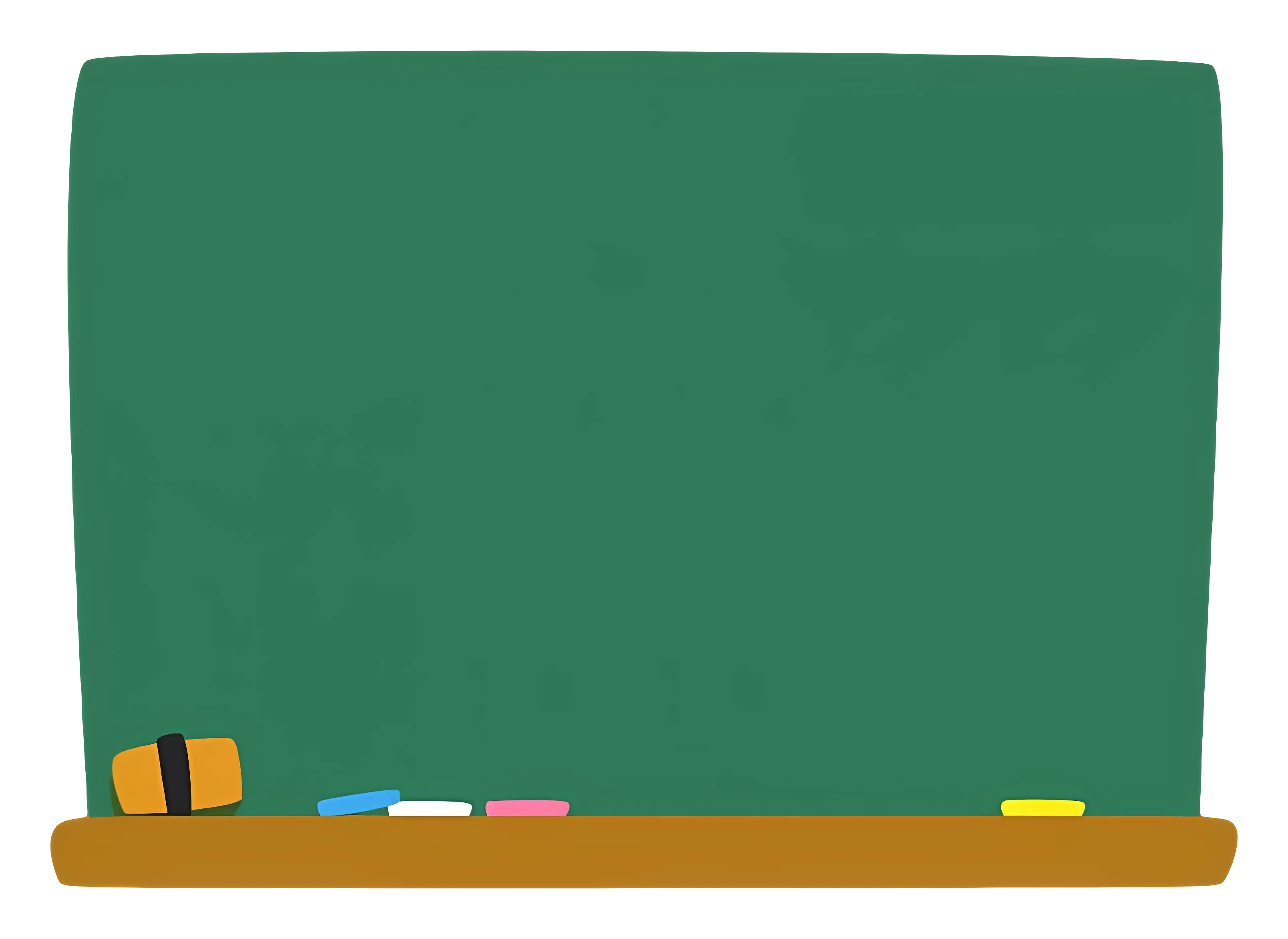 Green Chalkboard with Chalk and Eraser