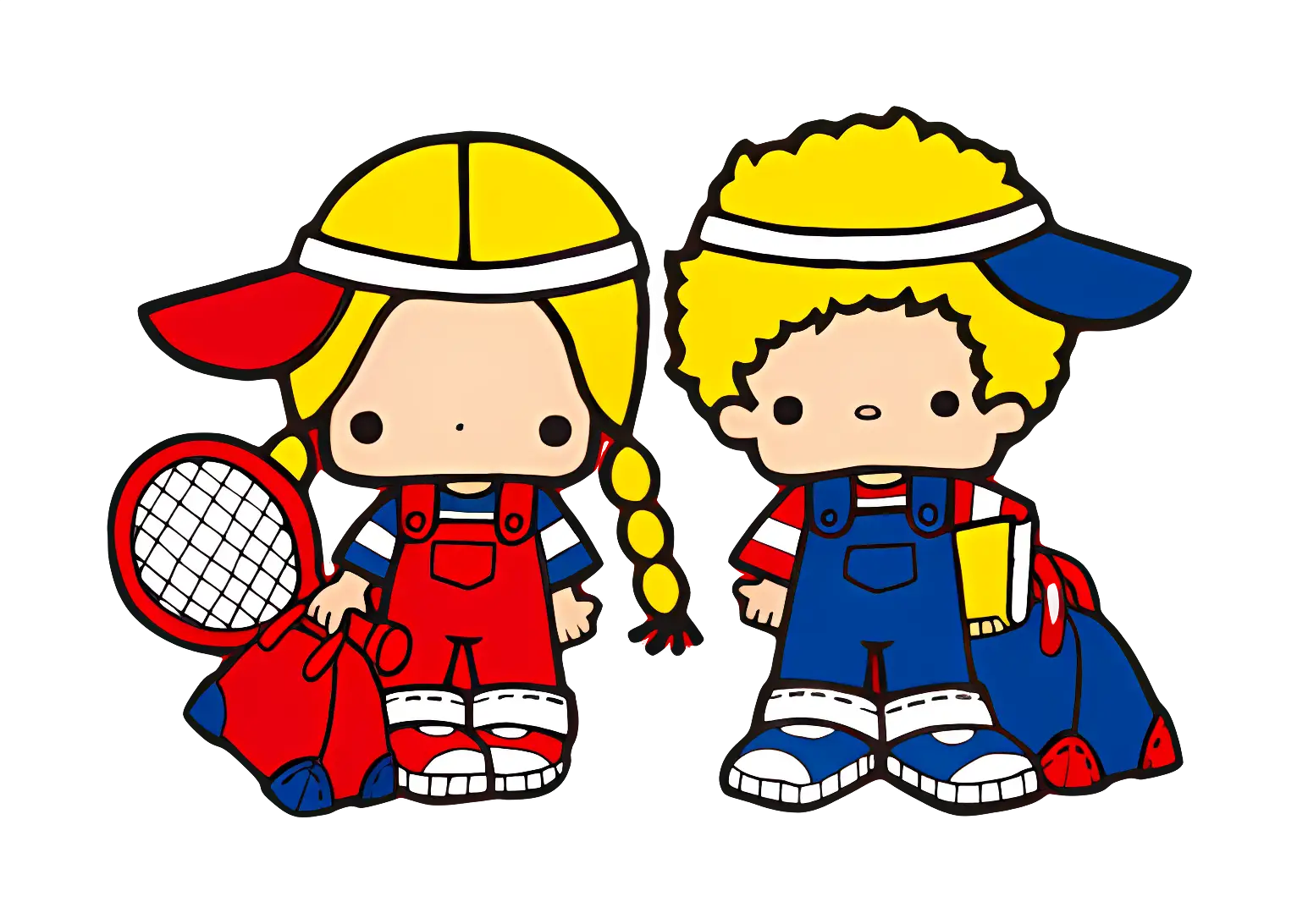Cartoon Kids Ready for Tennis