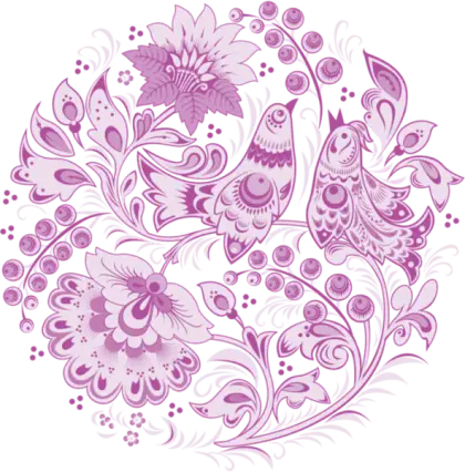 Purple Floral Pattern with Birds