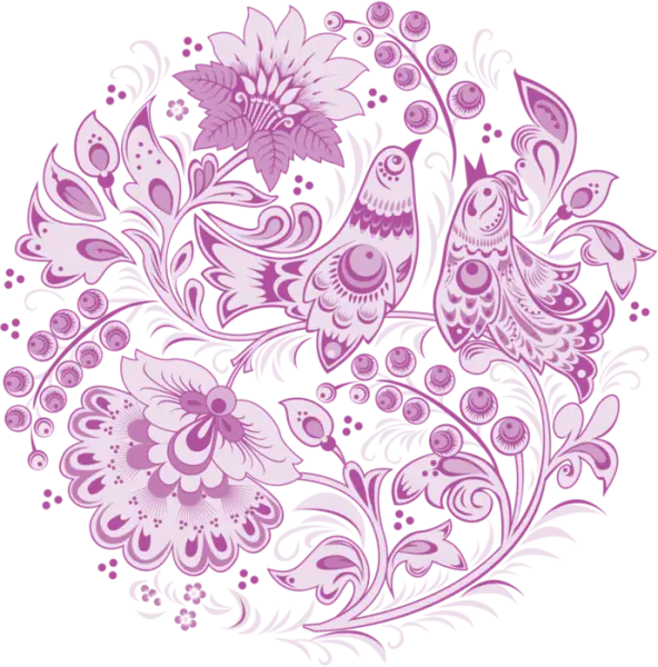 Purple Floral Pattern with Birds