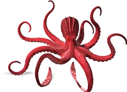 Red Octopus with Tentacles Illustration