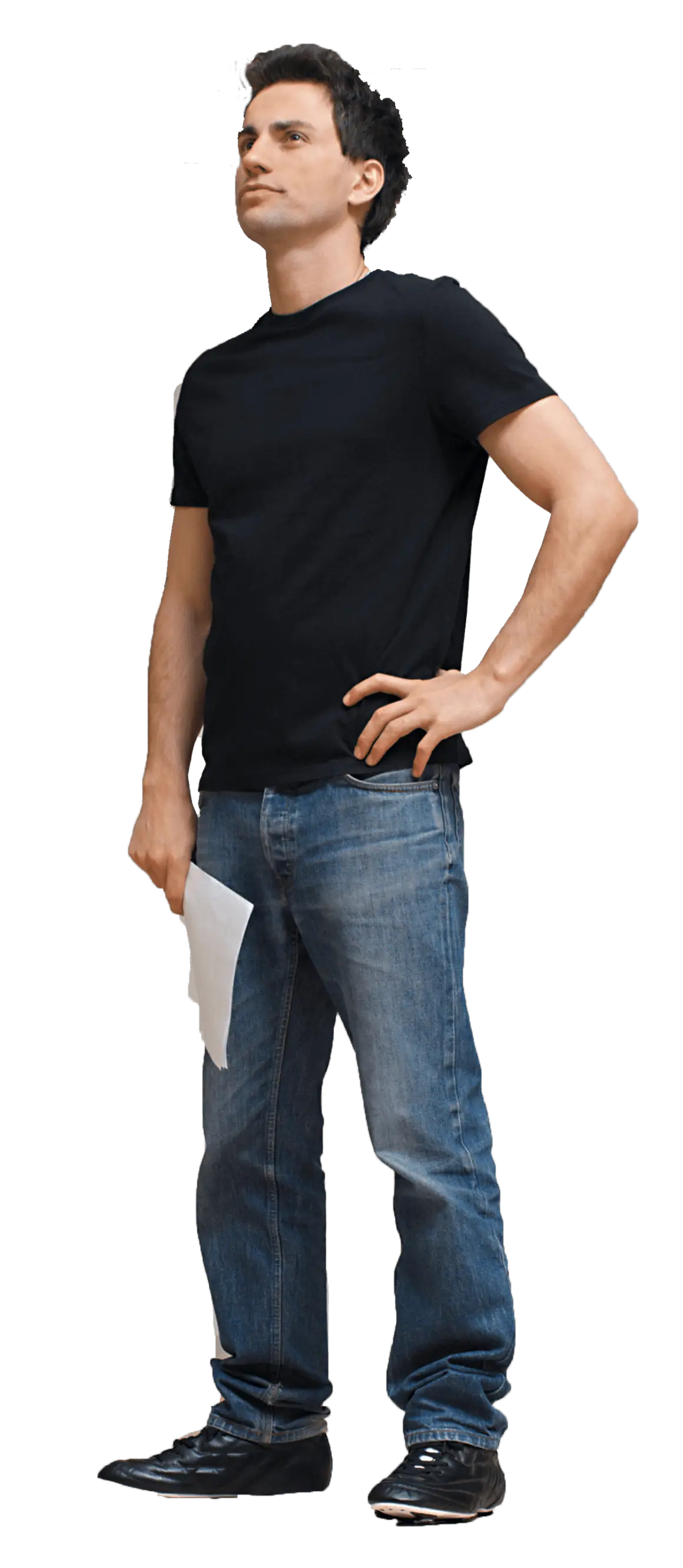 Casual Man Standing with Paper