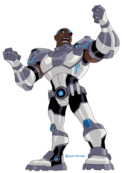 Cyborg Cartoon Character in Action Pose