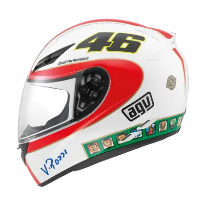 Motorcycle Helmet with Red and White Design