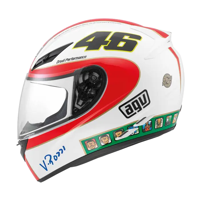 Motorcycle Helmet with Red and White Design