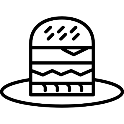 Black and White Burger Icon Illustration