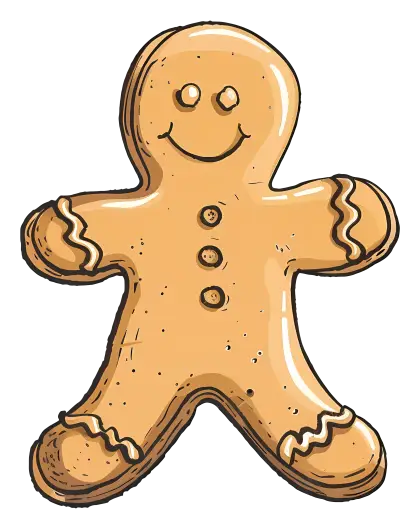 Smiling Gingerbread Man Cookie Illustration