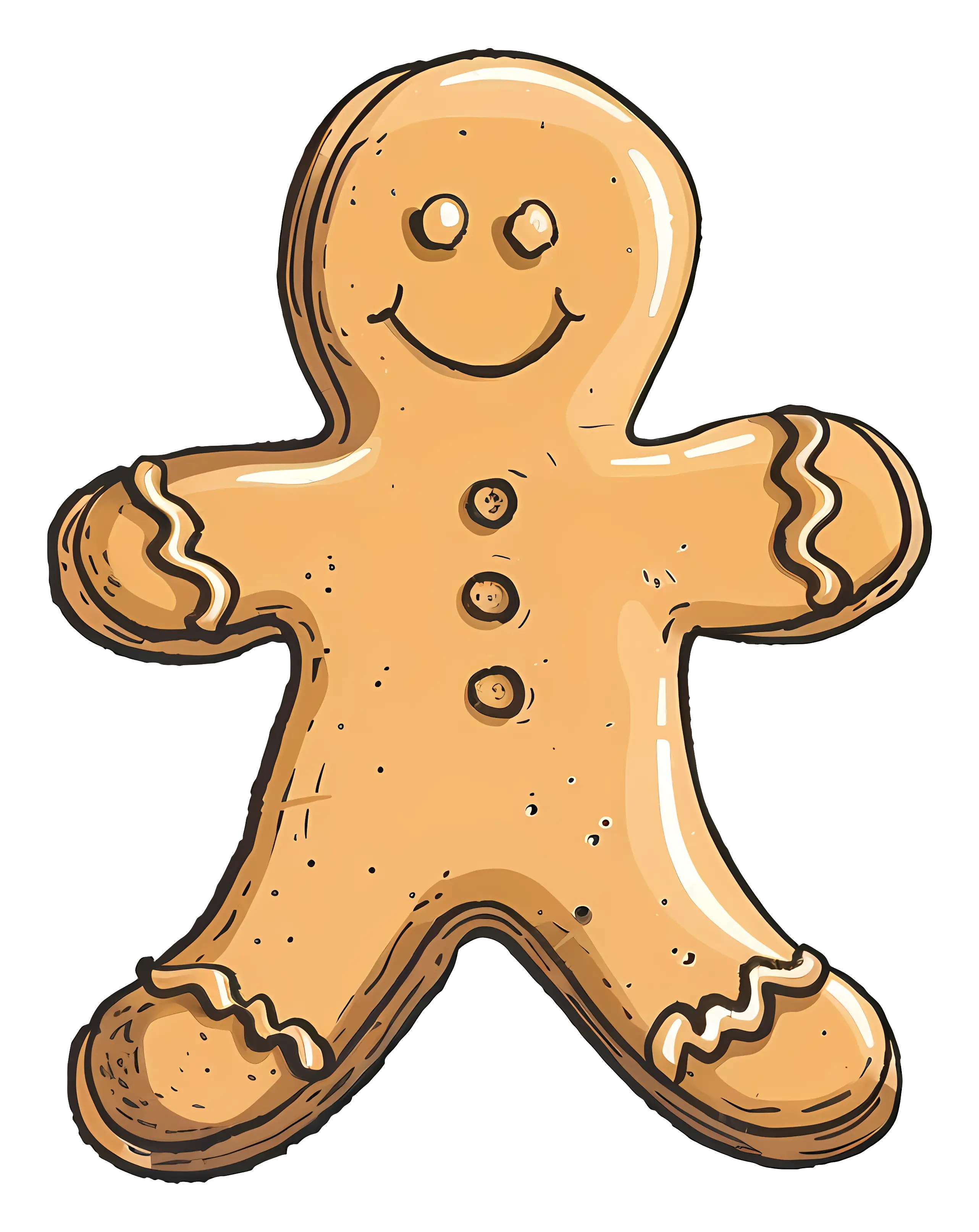 Smiling Gingerbread Man Cookie Illustration