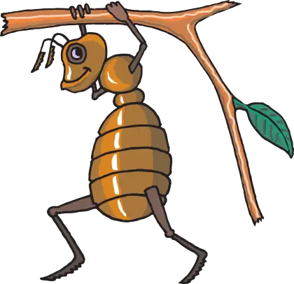 Cartoon Ant Carrying Branch