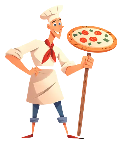 Chef Holding a Fresh Pizza