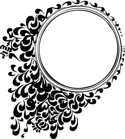 Decorative Floral Border in Black and White