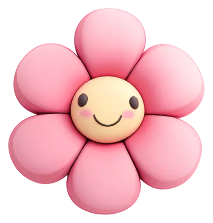 Smiling Pink Flower Cartoon
