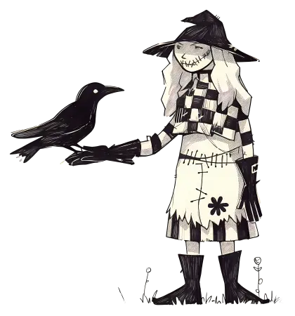 Scarecrow Befriending a Crow