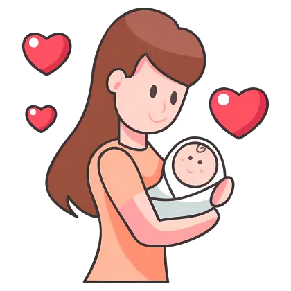 Mother Holding Baby with Hearts Detail