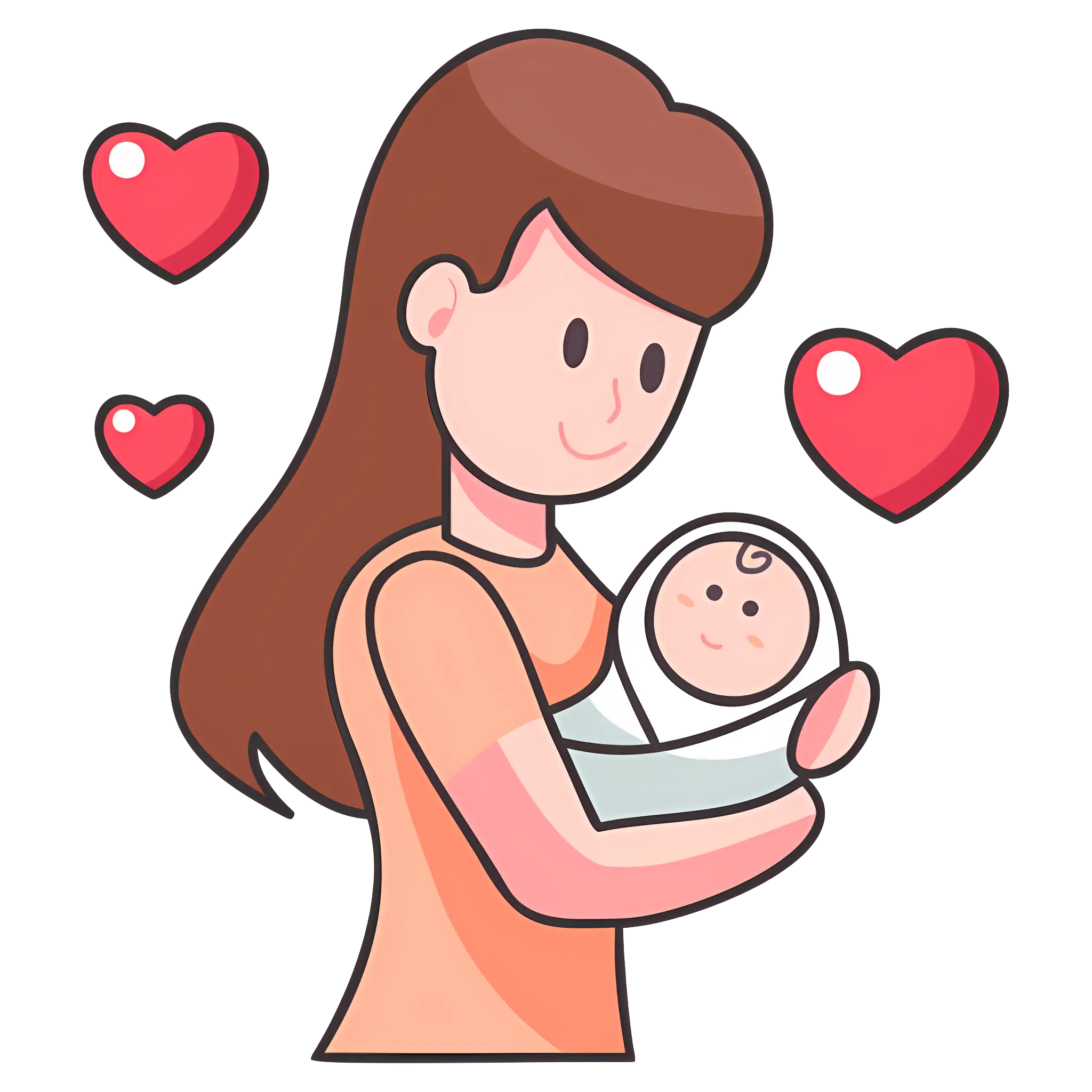 Mother Holding Baby with Hearts Detail