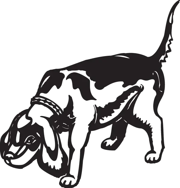 Black and White Sniffing Dog Illustration