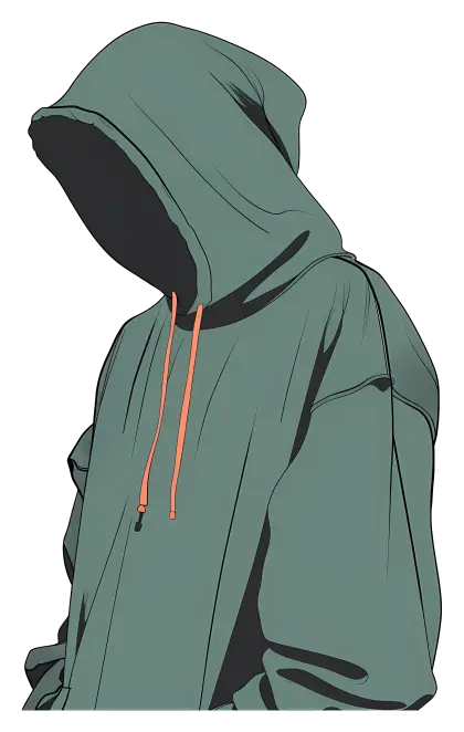 Green Hoodie with Orange Strings