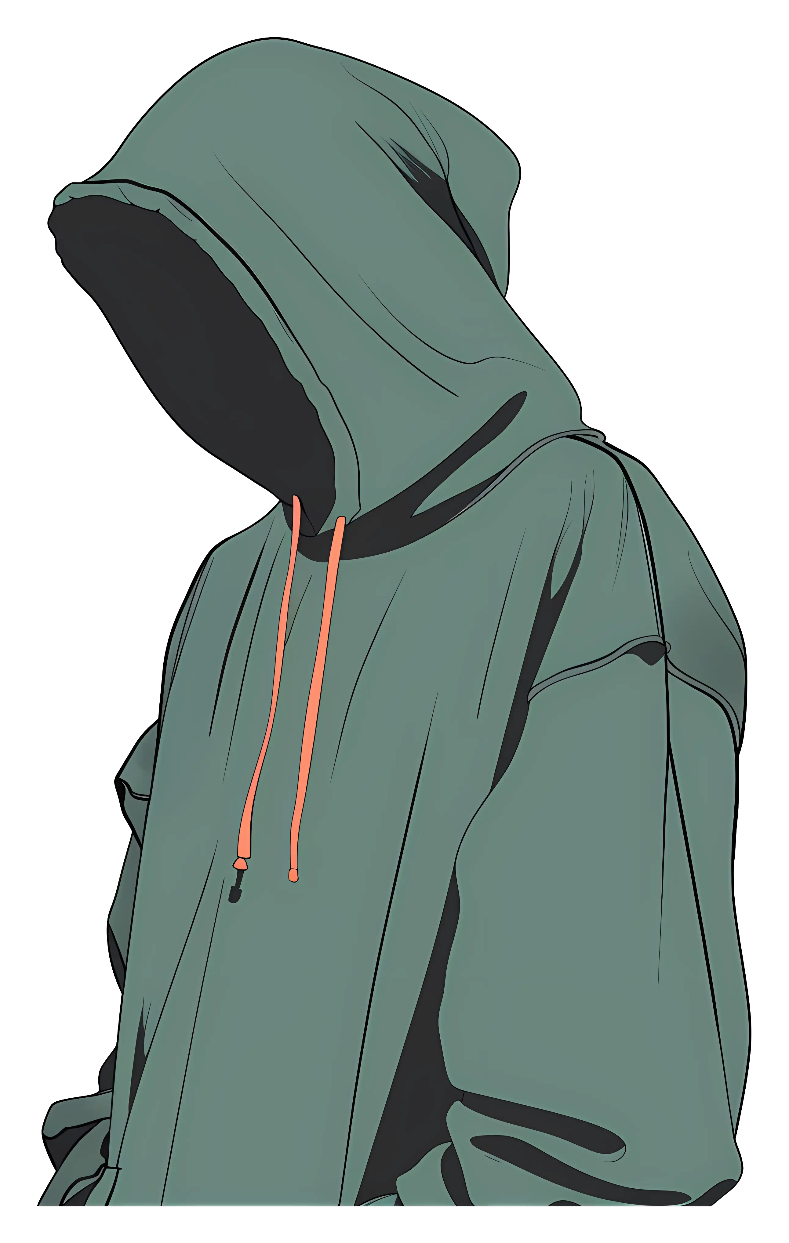 Green Hoodie with Orange Strings