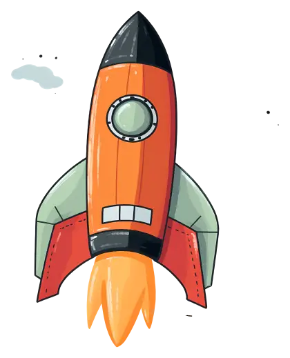 Orange Rocket Launch Illustration