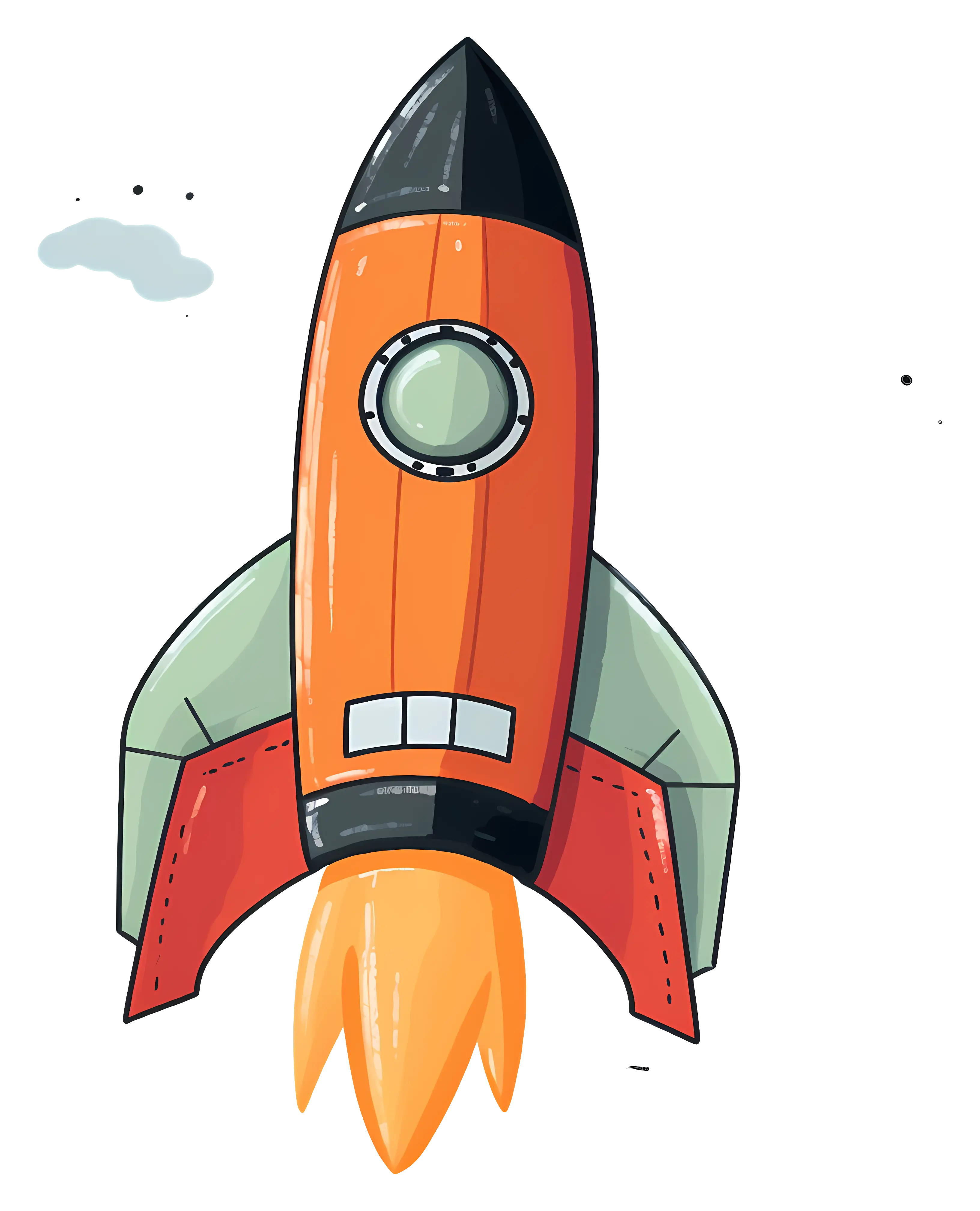 Orange Rocket Launch Illustration