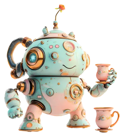 Friendly Robot Serving Tea