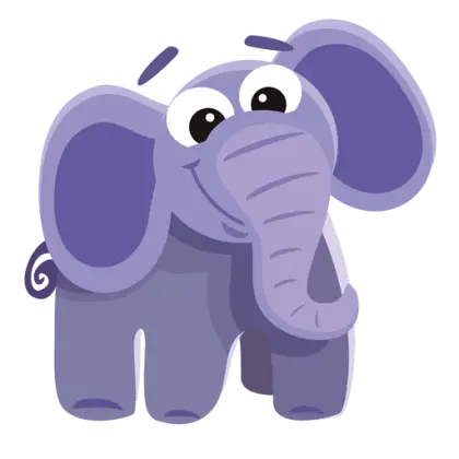 Cute Purple Cartoon Elephant Illustration