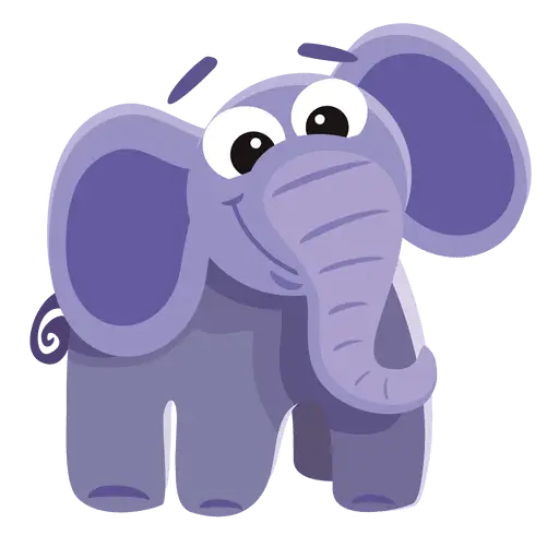 Cute Purple Cartoon Elephant Illustration