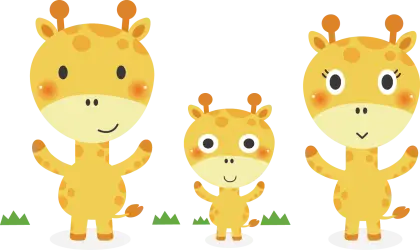 Cute Cartoon Giraffe Family Illustration
