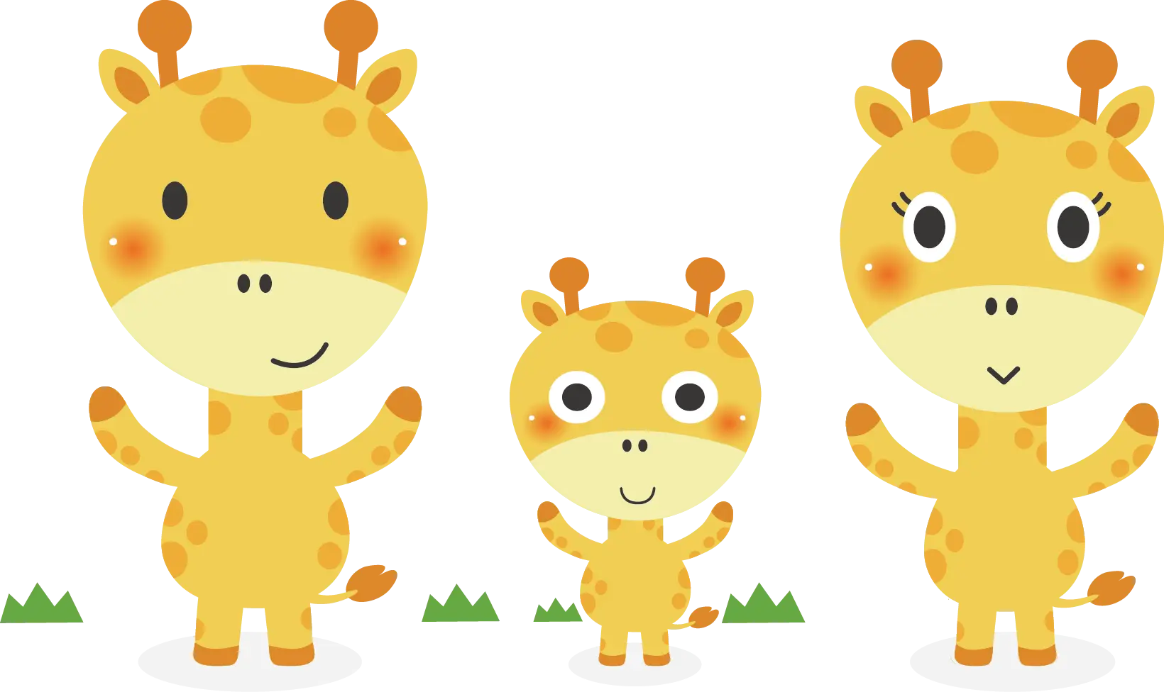 Cute Cartoon Giraffe Family Illustration