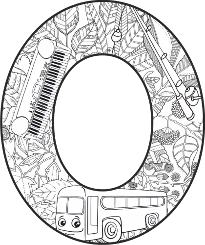 Coloring Page with Letter O and Objects