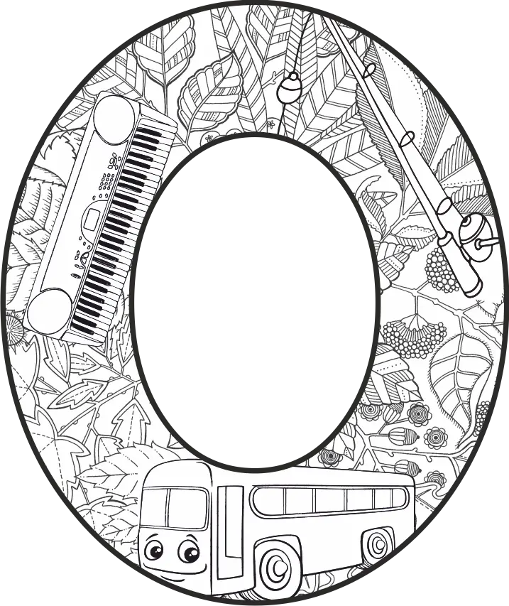 Coloring Page with Letter O and Objects