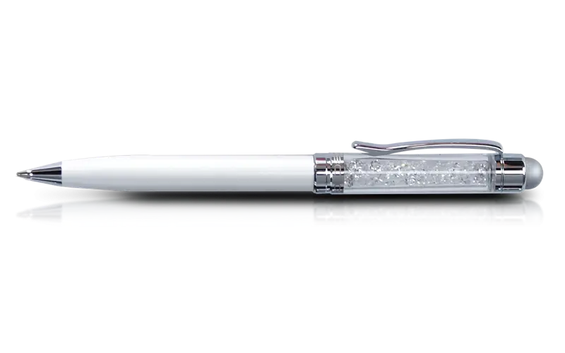White Pen with Metallic Design