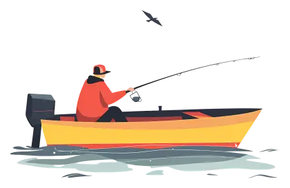Man Fishing on Yellow Boat in Calm Waters