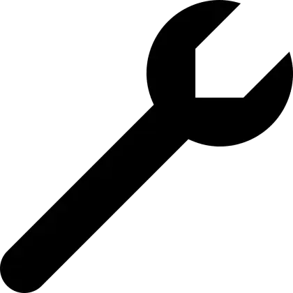 Black Wrench Icon for Repair or Tool Use