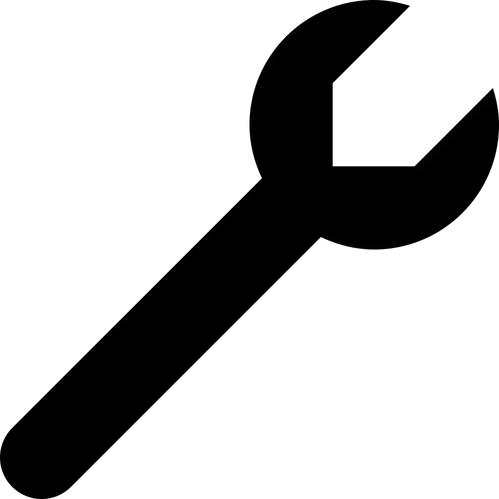 Black Wrench Icon for Repair or Tool Use