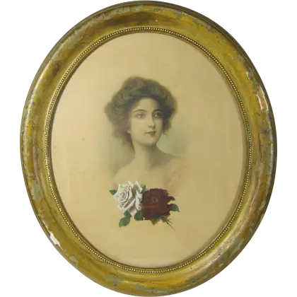 Antique Oval Portrait of Woman