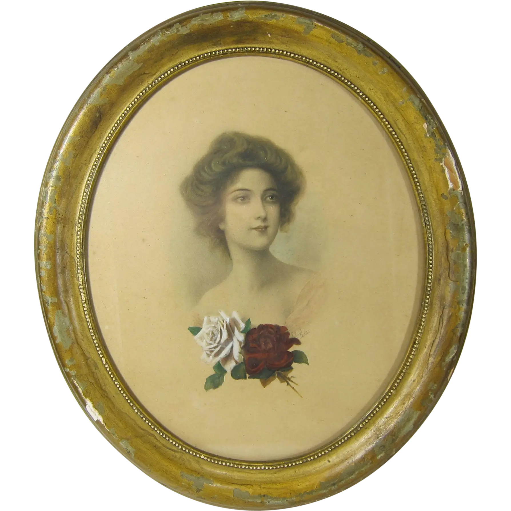 Antique Oval Portrait of Woman