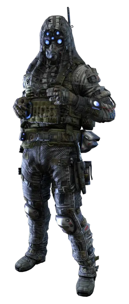 Futuristic Soldier in Tactical Combat Suit