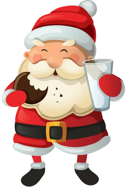 Santa Claus with Cookie and Milk