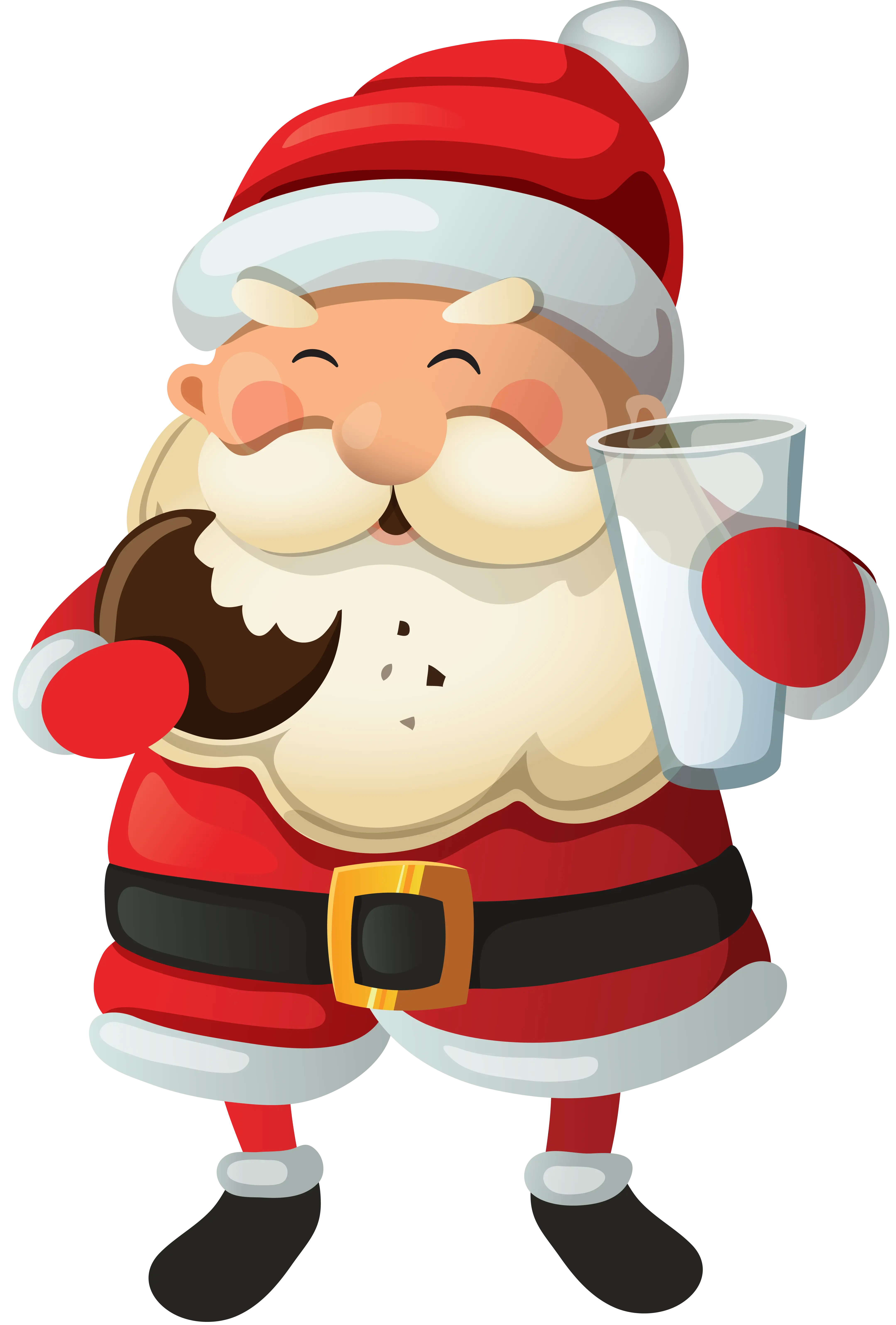 Santa Claus with Cookie and Milk